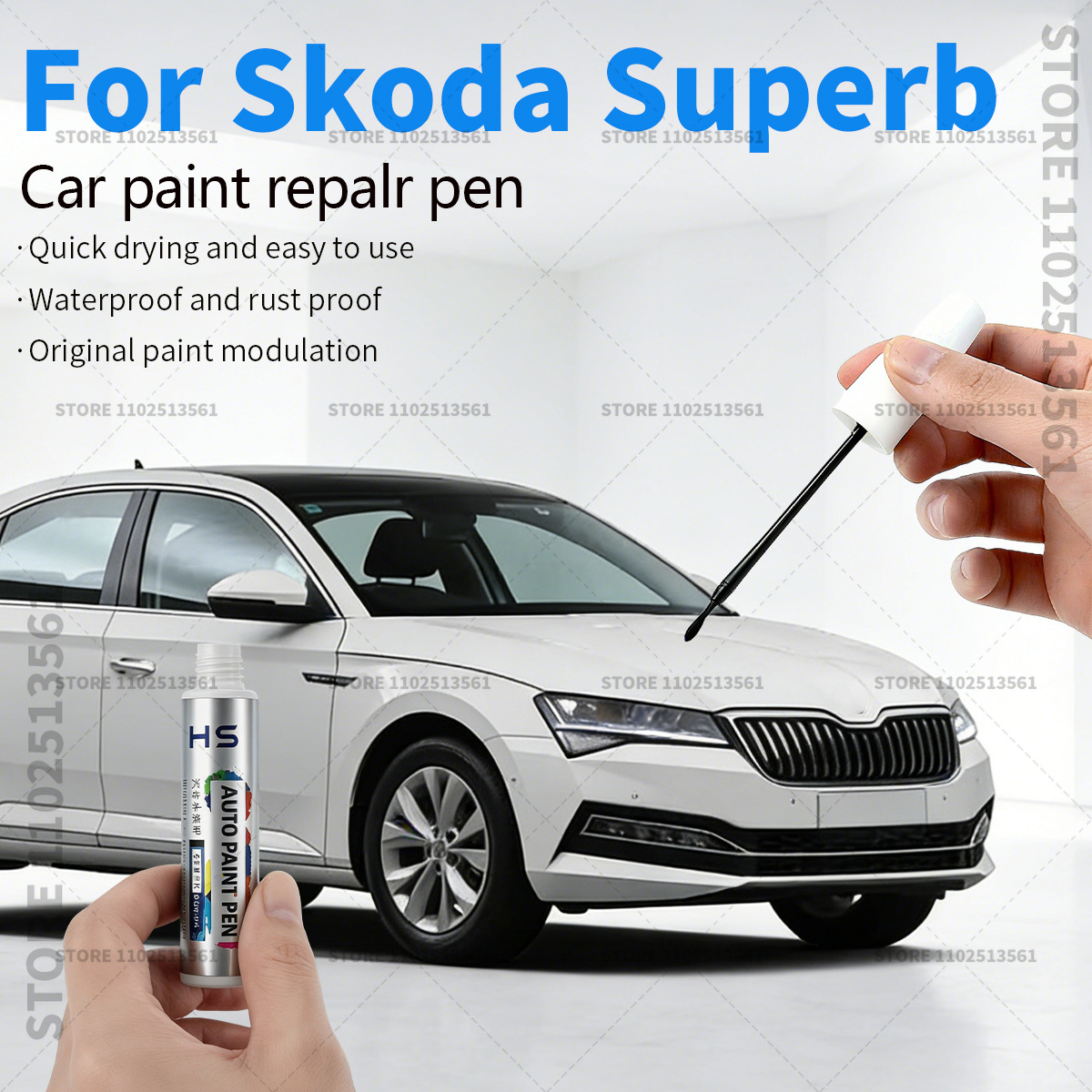 Paint Model Kit - ปากกาซ่อมสีรถยนต์สำหรับสโกด้า ซูเพิร์บ อุปกรณ์ซ่อมรอยขีดข่วนสีรถยนต์ เมจิก แบล็ค มูน