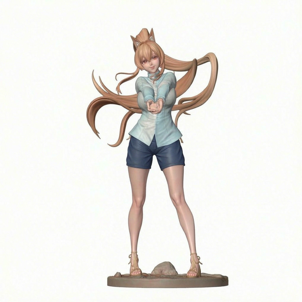Model Kit Fantasy - ชุดโมเดลฟิกเกอร์เรซิ่นสีเทา ขนาด 1/24 สาวแฟนตาซีหูแมว ยังไม่ประกอบ ยังไม่ลงสี