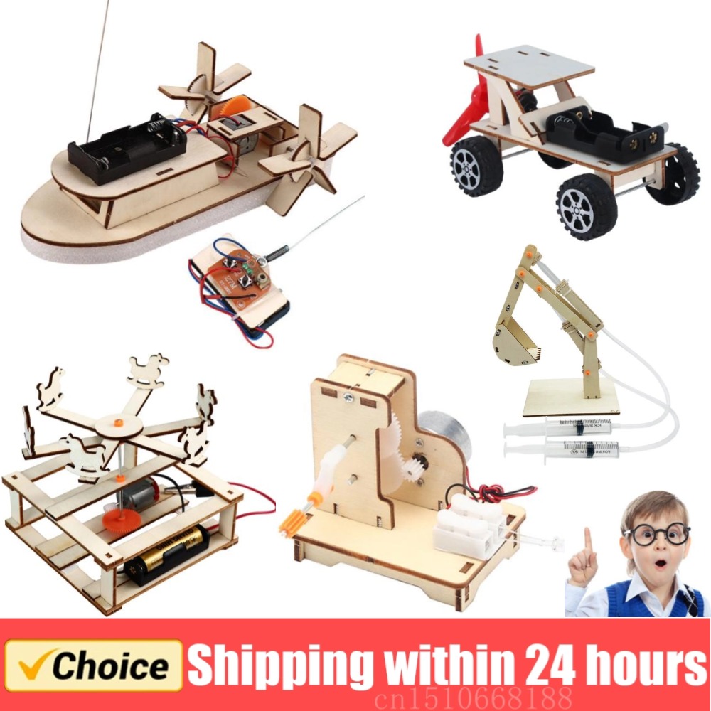 Model Kit Fantasy - เรือของเล่นวิทยาศาสตร์แบบทำมือชุดของเล่นเพื่อการศึกษาระบบไฟฟ้าสำหรับเด็กชุดของเล่นเรือไม้ชุดทดลองทางวิทยาศาสตร์ของเล่นประกอบ3D